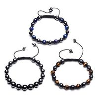 CrystalTears 3pcs Reiki Healing Energy Natural Tiger's Eye Stone Hematite Magnetic Therapy Beads Adjustable Braided Bracelet