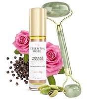 Indulge Mood Boost Oil Roller and Jade Face Roller Set by Essential Rose | Therapeutic Grade Aromatherapy Essential Oils for Anxiety and Stress Relief Essential Oil Roller | 2 Piece