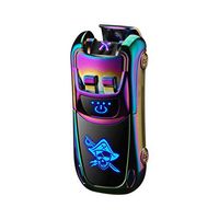 Lightger Dual Arc Lighter USB Rechargeable Flameless Windproof Led Screen Fingerprint Sensor Electric Double Arc Lighter (Matte Black)