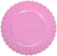 Amscan 430901.109 Premium Scallop Plastic Plates, 10 1/4", Pink