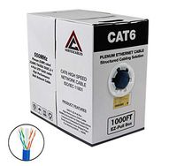CAT6 Plenum 1000FT 550MHz 23AWG Solid Network Cable UTP Blue