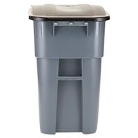 Rubbermaid 9W27GY Brute Rollout Container, Square, Plastic, 50gal, Gray