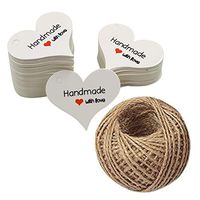 Handmade with Love Mini Gift Paper Tags, 200 pcs Heart-Shaped White Gift Labels with 99 ft Natural Jute Twin, Kindness for Gift Wrap, Wedding Favors by Hubhnb
