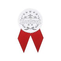 48 Silver Certificate Seals with Red Ribbon Shaped Stickers Excellence Star