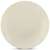 Disposable Wedding Round Party Plates With Embossed Flowers Design - Real China Look Plastic Dinnerware, Hard and Reusable (10" - Ivory, 18 Piece)