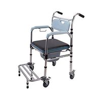 Zcxbhd Toilet Bowl Aluminum Alloy Mobile Wheeled Commode Chair with Padded Seat Brakes and Footrests Fold Pulley (Color : A)
