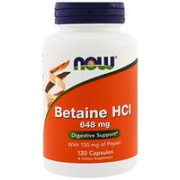 Now Foods, Betaine HCL, 648 mg, 120 Capsules - 3PC