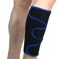 Mcolics Calf Shin Support Brace, Adjustable Compression Leg Sleeve Wrap Band for Running Cycling Sports - Great Shin Support Improves Blood Circulation & Reduces Leg Swelling Injury, 1 Sleeve (Blue)