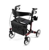 Medline MDS86835EURO Simplicity Euro Style Rollator Walker, Red