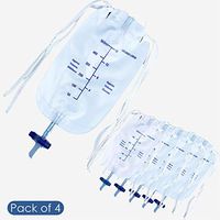 LXHL Urine Bag,19oz,500ml,Urinary Drainage Bag with Anti-Reflux Chamber,External catheters for Men,Leg Bag,catheters for Men,Urinary Leg Bag（Pack of 4）