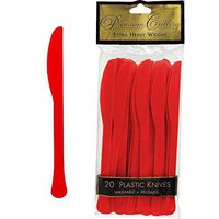 ELEGANI Christmas Holiday Theme Party Supplies Tableware;Red Premium Plastic Knives (4X Pack of 20ct Each)