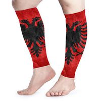 BLongTai Watercolor Albanian Flag Calf Compression Sleeve Men Womens Running Leg Sleeve for Shin Splint Muscle Pain Relief (1 Pair)