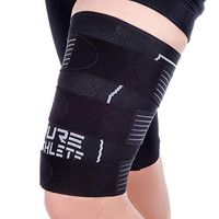 Pure Athlete Thigh Compression Sleeve – Adjustable Straps Quad Wrap Support Brace, Hamstring Upper Leg (1 Sleeve - Black, Large)