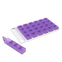 Ezy Dose Travel (7-Day) Pill, Medicine, Vitamin Organizer Box | Weekly, 4 Times a Day, AM PM | Large Removable Compartments | Colored Lids | Spanish