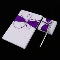 Wedding Satin Crystal Guest Book Pen Wedding Reception Guest Signing Signature |Color - Purple|