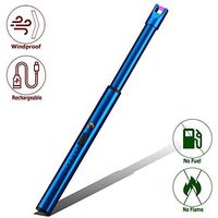 Elite Brands USA Plasma Arc Trendy Long Neck Rechargeable Windproof USB Lighter, Ideal for Gas Stove Candle Fireplace Kitchen Grills BBQ, Flameless Without Butane, Electric Beam Lighter (Blue)
