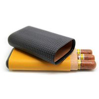 headytidy Black Leather Cigar Case Cedar Wood Lined Cigar Humidor Travel Cigar Case Cigarettes Case Holder Portable Humidor Accessory for Men （Quality 3- Finger）
