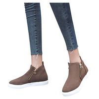 Cenglings Women Round Toe Hollow Out Increase Height Zipper Ankle Boots Flat Wedges Shoes High Heel Office Work Shoes Brown