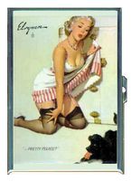 Pin Up Girl With Naughty Dog Double-Sided Cigarette Case, ID Holder, Wallet with RFID Theft Protection