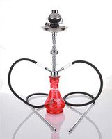 2 hose 23" Arabic Red Hookah Shisha Nargila water glass vase pipes smoke sale