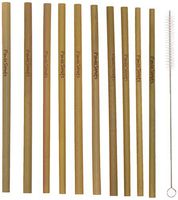 Panda Shoots Bamboo Straws Reusable Set of 10 8 Inch Straws Cleaning Brush Disposable Organic Biodegradable Nature Crafted Natural Eco Friendly Dishwasher Safe Healthy Drinking Straws for Kids Adults