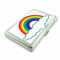 Rainbow Em1 Hip Silver Cigarette Case With Built In Lighter 4.75" X 2.75" Id Holder Metal Wallet RFID Protection