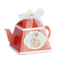 50-Packed Teapot Box for Wedding Favors Candy Boxes Gifts Box Marriage Party Favor (Red)