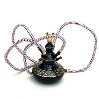 Decorative Hookah, 4 Hose, Black, 7"