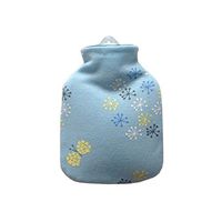 Simple Small Cute Warm 0.3 L Hot Water Bottle with Fabric Cover, Light Blue (Flowers)