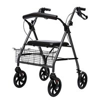 Standard Walking Frames Folding Rollator Walker with Seat and Wheels, Lightweight Transport Rolling Mobility Aid for The Elderly and Handicap,Black AA++