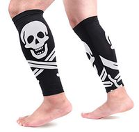 LEVEIS Pirate Skull Calf Compression Sleeves 1 Pair, Leg Performance Support for Shin Splint Calf Pain Relief Men & Women Guards Sleeves for Running Cycling