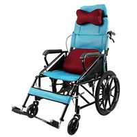 Foldable Wheelchair with Reclinable Backrest, Adjustable Headrest Multifunction Portable Elderly Comfortable Smooth Firm Push Wheelchair