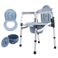 Folding Toilet Shower Chair, Portable Bariatric Commode with Bucket Splash Guard, Adjustable Seat Height, The Elderly Disabled People & Pregnant Women