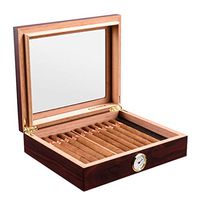 Humidors 35 Cigar Boxes Portable Cigar Cuban Cigars Cedarwood Humidifier High Skylight Equipped with Humidifier and Hygrometer (Color : Red 2, Size : 22266.8cm)