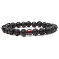 Men Women 8mm Color Changing Thermo Sensitive Bead Mood Bracelets Lava Rock Diffuser Bracelet Elastic Natural Stone Yoga Beads Bracelet Bangle (Thermo Sensitive- Lava)