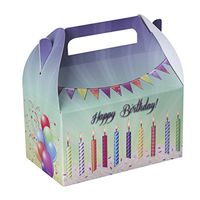 Hammont Birthday Paper Treat Boxes - Party Favors Treat Container Cookie Box Cute Designs Perfect for Parties and Celebrations 6.25" x 3.75" x 3.5" (10 Pack) (Happy Birthday)