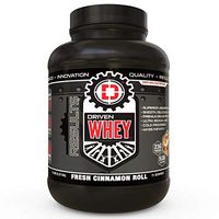 Driven WHEY- Grass Fed Whey Protein Powder: Delicious, Clean Protein Shake- Improve Muscle Recovery with 23 Grams of Protein with Added BCAA and Digestive Enzymes (Cinnamon Roll, 5 lb)