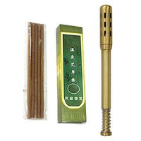 Luckycyc Moxa Stick Burner Holder, Moxa Roll Set Acupuncture Therapy Copper Massage Meridian Moxa Moxibustion Roller Stick -Smoke Mugwort Burner