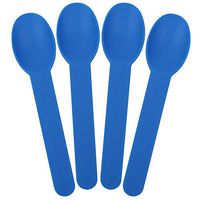 [25 Count] Blue Heavy Duty Plastic Spoons - Disposable Frozen Yogurt Ice Cream Spoons - Frozen Dessert Supplies
