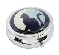 Halulu Cat Custom Fashion Round Glass Pill Case 2.1 Inch Tablet Holder Storage Bag Wallet