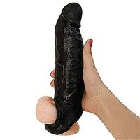 2020 Hot Black Realistic Beautihome Black Feeling Sexy 8.8 INCH Longer Add 2.5" Shaft Bottom Double Open Girth Enhancer Extension Sleeve Extender Sheath Toy Type for Men