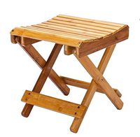 Cypress Shop Shower Small Bench Stool Bamboo Wood Foldable Collapsible Curving Design Bath Seat Stream Sauna Chair Bathtub Stool Seat Bathing Showering for Bathroom Living Room (Wood)