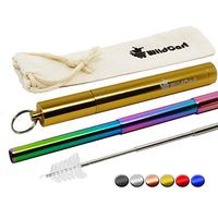 WildCart | Collapsible Rainbow Straw with Case | Portable | Reusable | Telescopic | Stainless Steel | Eco Friendly