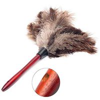 AABABUY 15inch Natural Ostrich Feather Duster Wooden Handle Brush Duster Dust Cleaning Tool
