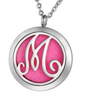 VALYRIA Monogram M Aromatherapy Essential Oil Diffuser Necklace-Stainless Steel Letter Locket Pendant with 11 Refill Pads