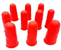Silicone Finger Protectors,JDWG 10 pcs Finger Covers Finger Cots, Hot Glue Gun Finger Caps, Finger Sleeves,Great for Trigger Finger/Finger Cracking/Finger Arthritis/Finger Callus. (Red)