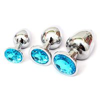 WENWING 3 Pcs Metal Crystal Round Shaped Base Amal Plug for Couples Shower Enema Six Toys