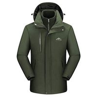 Alvinm Men's Jacket Waterproof with Reversible Warm Fleece Jacket Detachable Hooded Outdoor Outwear Coat Army Green