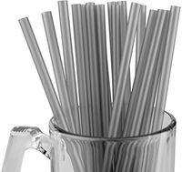 Made in USA Pack of 100 Individually Wrapped Silver Jumbo Plastic Smoothie (10" X 0.28") Drinking Straws (FDA-approved, Non-toxic, BPA-free)