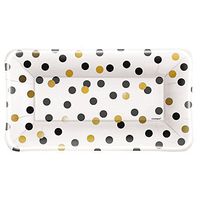 Foil Chic Black & Gold Polka Dot Appetizer Plates, 8ct